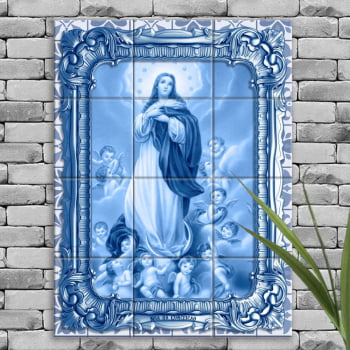 Quadro Imagem Nossa Senhora da Conceição em Azulejo Decorativo Estilo Português