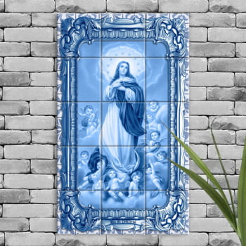 Quadro Imagem Nossa Senhora da Conceição em Azulejo Decorativo Estilo Português