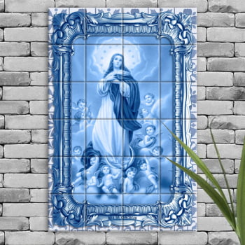 Quadro Imagem Nossa Senhora da Conceição em Azulejo Decorativo Estilo Português