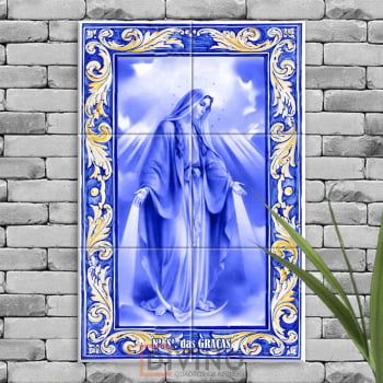 Quadro Imagem Nossa Senhora das Graças em Azulejo Decorativo Estilo Português