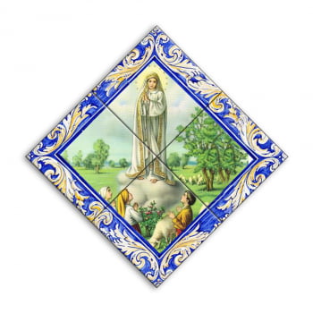 Quadro Imagem Nossa Senhora de Fátima em Azulejo Decorativo Estilo Balão