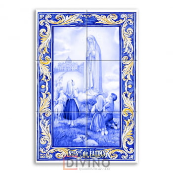 Quadro Imagem Nossa Senhora de Fátima em Azulejo Decorativo Estilo Português