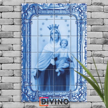 Quadro Imagem Nossa Senhora do Carmo em Azulejo Decorativo Estilo Português