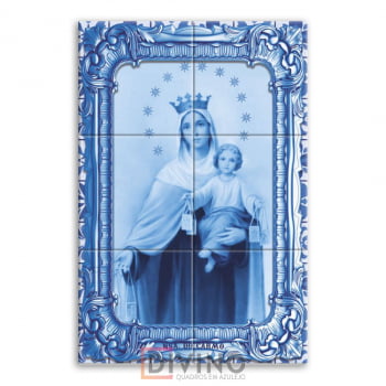 Quadro Imagem Nossa Senhora do Carmo em Azulejo Decorativo Estilo Português