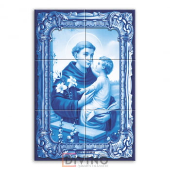 Quadro Imagem Santo Antônio em Azulejo Decorativo Estilo Português