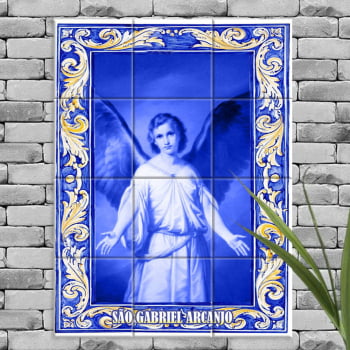 Quadro Imagem São Gabriel Arcanjo em Azulejo Decorativo Estilo Português