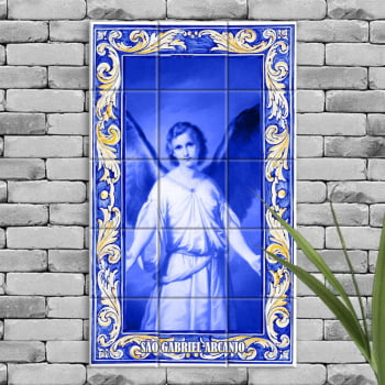 Quadro Imagem São Gabriel Arcanjo em Azulejo Decorativo Estilo Português