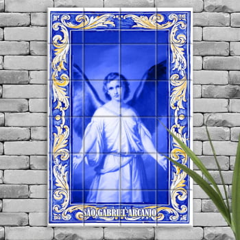 Quadro Imagem São Gabriel Arcanjo em Azulejo Decorativo Estilo Português