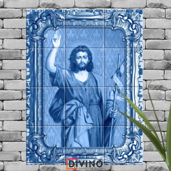 Quadro Imagem São João Batista em Azulejo Decorativo Estilo Português