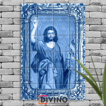 Quadro Imagem São João Batista em Azulejo Decorativo Estilo Português