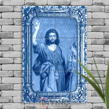 Quadro Imagem São João Batista em Azulejo Decorativo Estilo Português