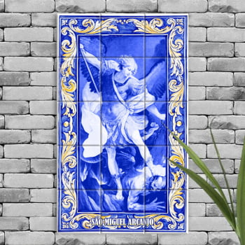 Quadro Imagem São Miguel Arcanjo em Azulejo Decorativo Estilo Português