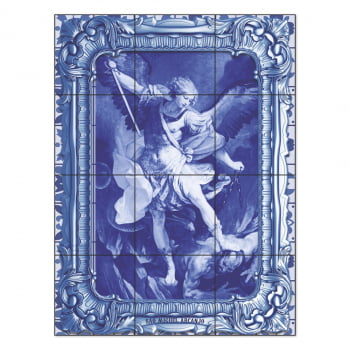 Quadro Imagem São Miguel Arcanjo em Azulejo Decorativo Estilo Português