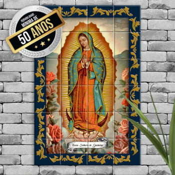 Quadro Imagem Nossa Senhora de Guadalupe em Azulejo Durabilidade de 50 anos