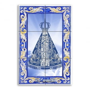 Quadro imagem Nossa Senhora Aparecida Queimado a forno Estilo Português