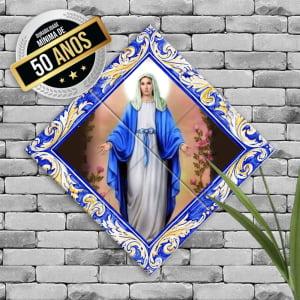 Quadro Imagem Nossa Senhora das Graças em Azulejo Alta Durabilidade Estilo Balão