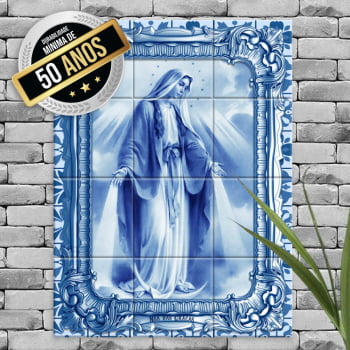 Quadro Imagem Nossa Senhora das Graças em Azulejo Queimado a Forno Estilo Português