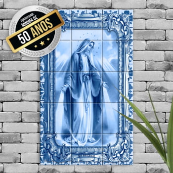 Quadro Imagem Nossa Senhora das Graças em Azulejo Queimado a Forno Estilo Português