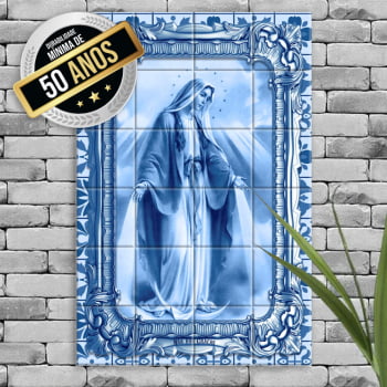 Quadro Imagem Nossa Senhora das Graças em Azulejo Queimado a Forno Estilo Português