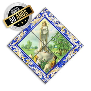 Quadro Imagem Nossa Senhora de Fatima em Azulejo Alta Durabilidade Estilo Balão