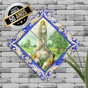 Quadro Imagem Nossa Senhora de Fatima em Azulejo Alta Durabilidade Estilo Balão