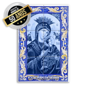 Quadro Imagem Nossa Senhora do Perpétuo Socorro em Azulejo Alta Durabilidade Estilo Português